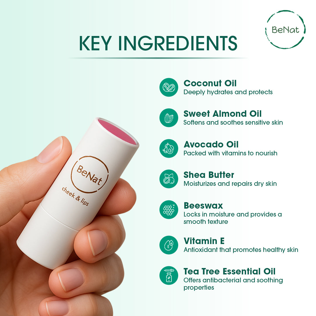 Lip & Cheek Balm. 2 in 1 Natural Bloom Lipstick for Vibrant Color.