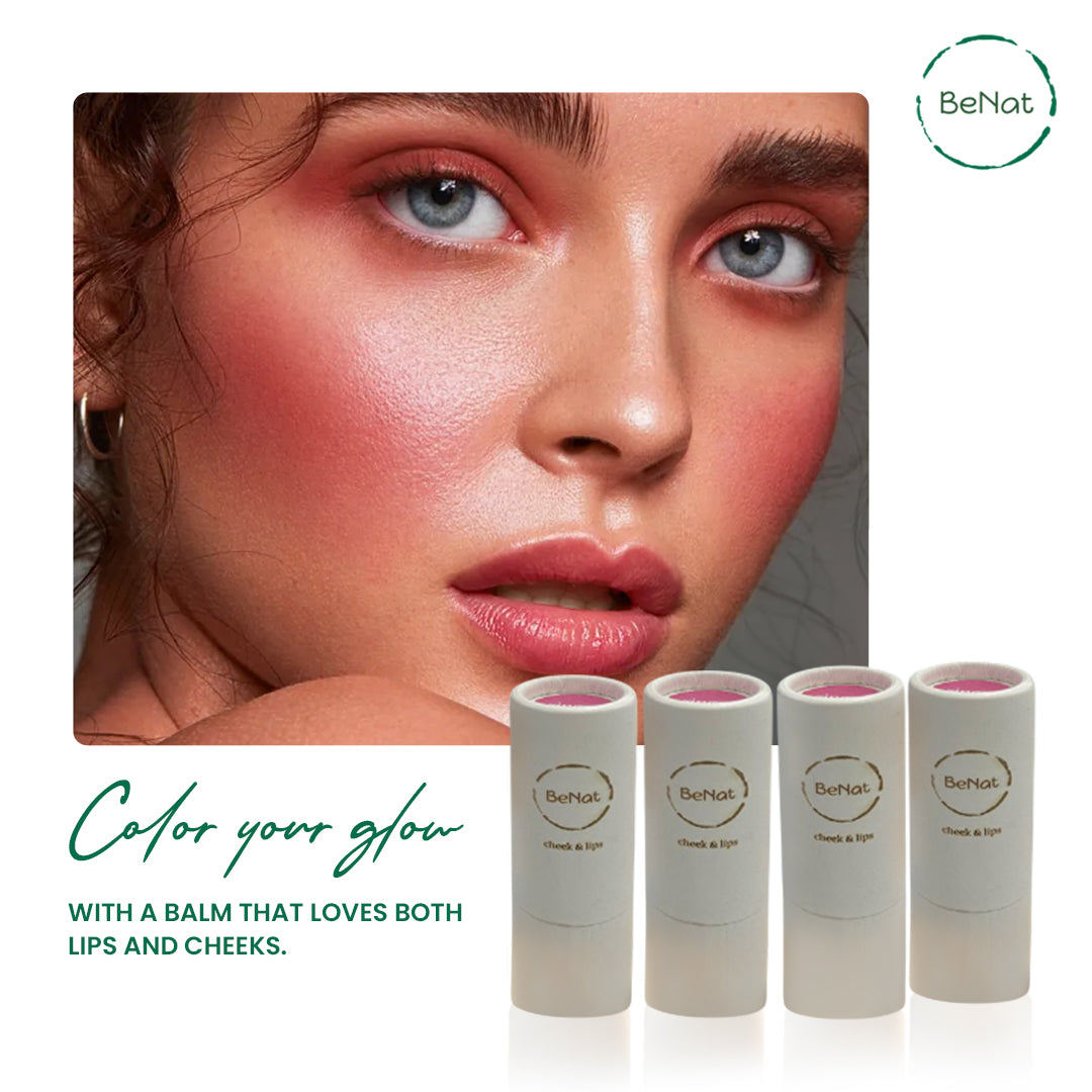 Lip & Cheek Balm. 2 in 1 Natural Bloom Lipstick for Vibrant Color.