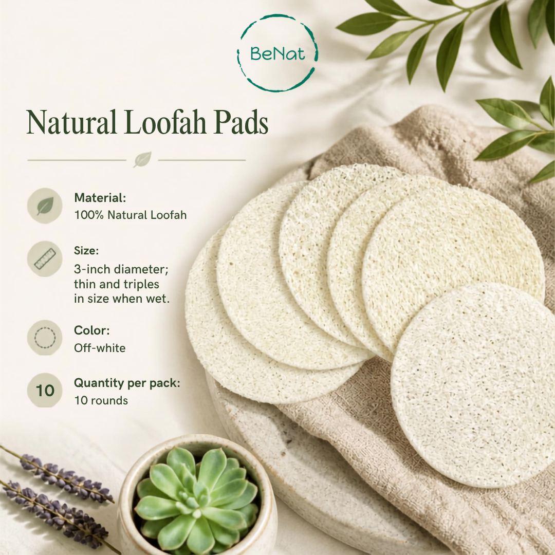 Natural Loofah Pads 5-pcs