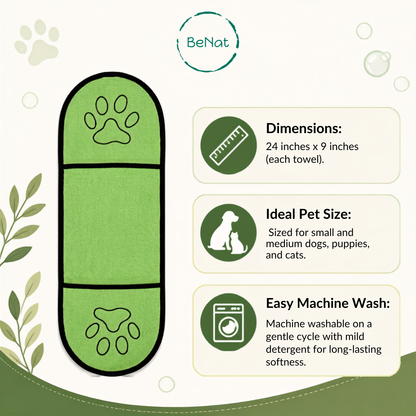 BeNat Pets. Dog Bath Towel Double Drop Pocket Design
